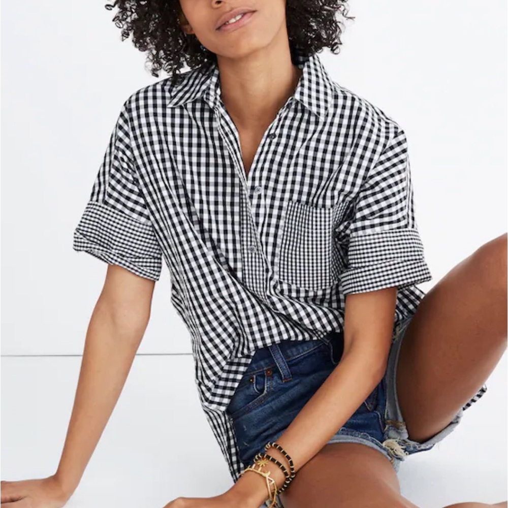 Madewell Black and White Gingham Button-Down Shirt